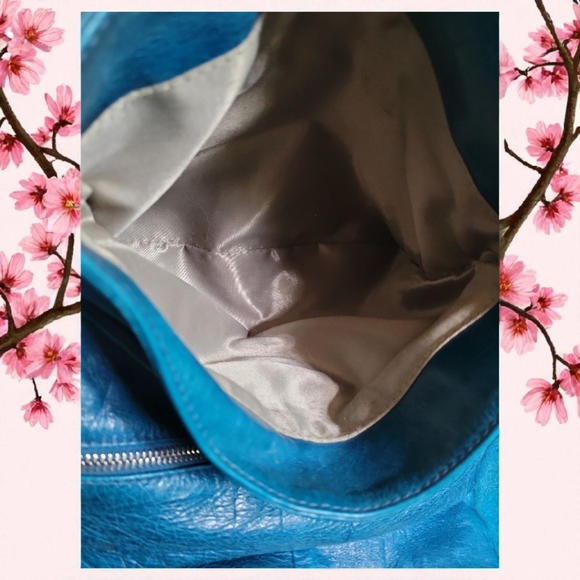 Vtg Francesco Biasia Teal Leather Hand Bag Purse Flap Lock Silver Hardware Italy - Picture 10 of 15